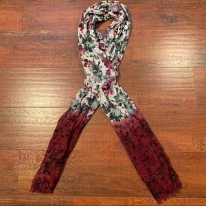 Maroon & White Watercolor Floral Design Scarf